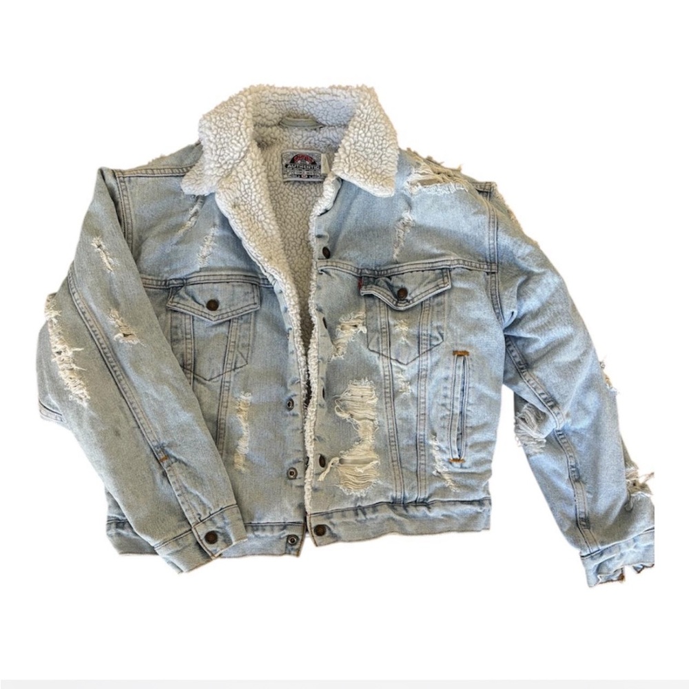 Levi's Authentic Since 1850 Vintage Rare Exclusive Wool Ripped Denim Jacket